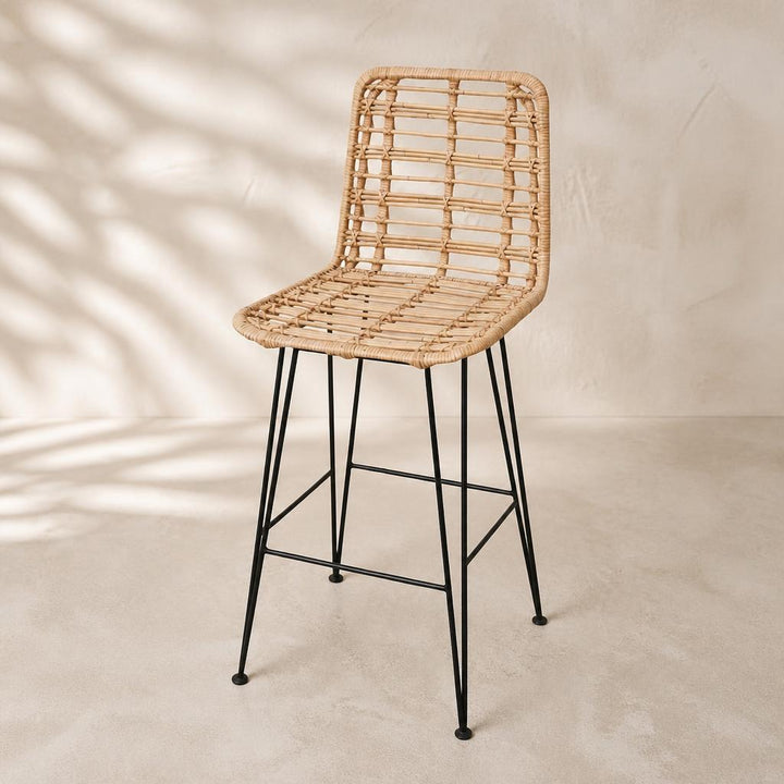 Square-Weave Rattan Counter Chair, studio view
