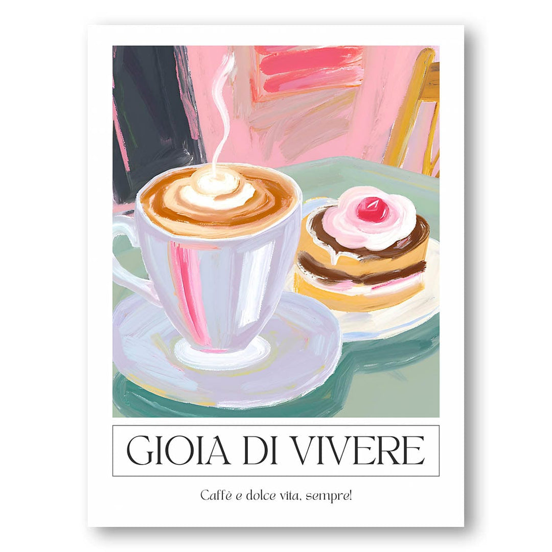 Gioia di Vivere Italian celebration art print featuring wine and happiness theme