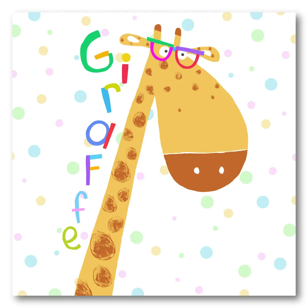 Giraffe With Glasses Art Print