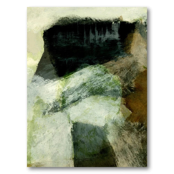 Abstract Earth Tones Charcoal Void With Pale Minerals Art Print