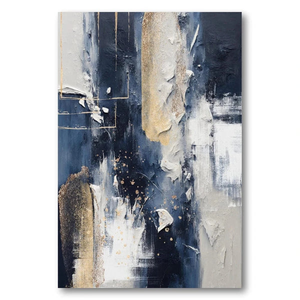 Midnight Gold Abstract Vertical Brushstrokes With Gold Accents Art Print