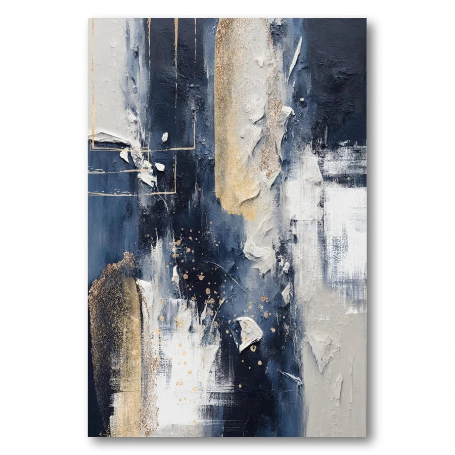 Midnight Gold Abstract Vertical Brushstrokes With Gold Accents Art Print