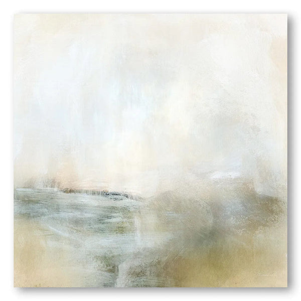 Golden Abstract Misty Landscape With Horizontal Water Art Print