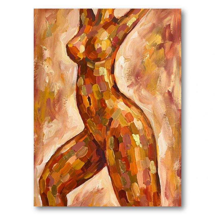 Golden Abstract Nude Art Print
