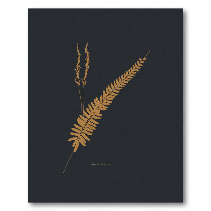 Golden Fern and Grass Art Print