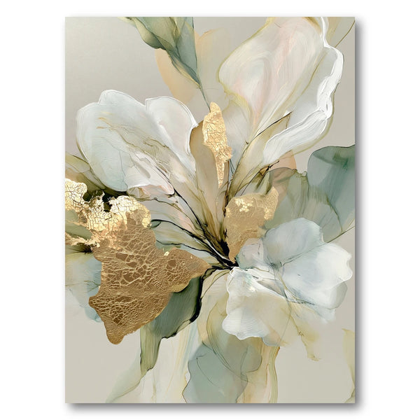Golden Floral Abstract Art Print