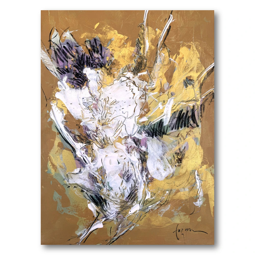 Golden Floral Bloom Art Print