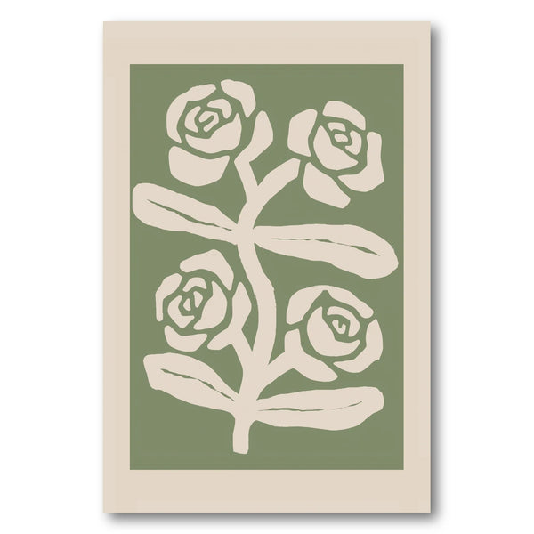 Green Botanical Roses Art Print