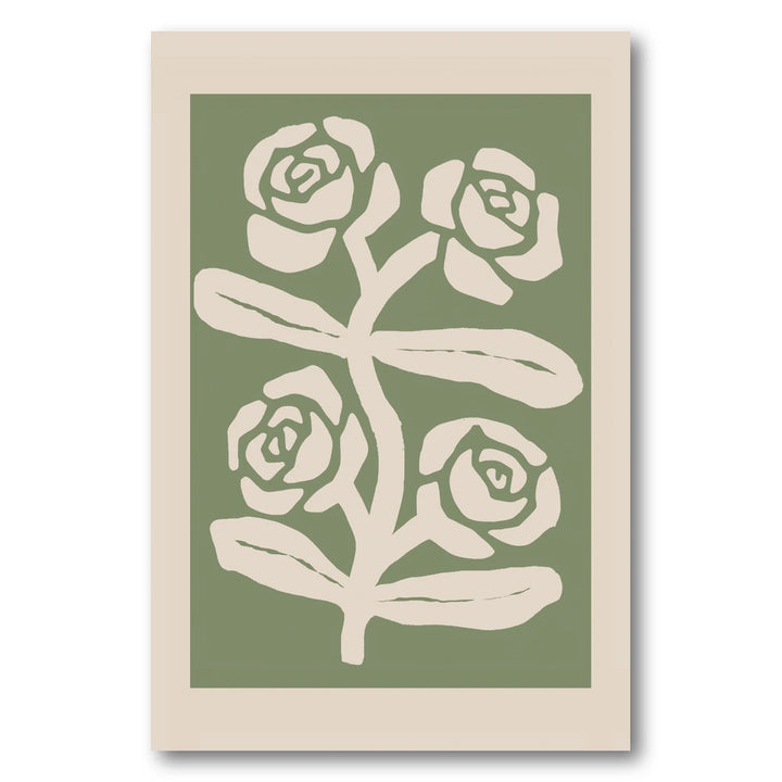 Green Botanical Roses Art Print