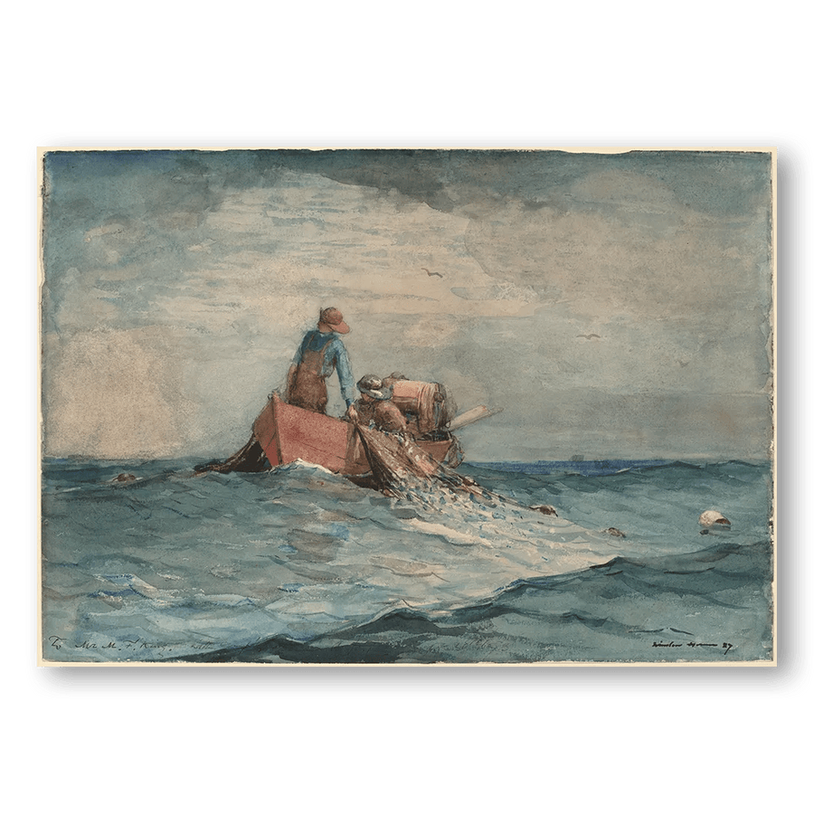 Hauling in The Nets by Winslow Homer Coastal Wall Art Print
