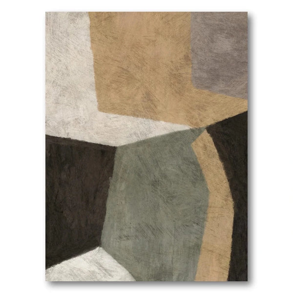Abstract Earth Tones Sage Green Curved Form Art Print