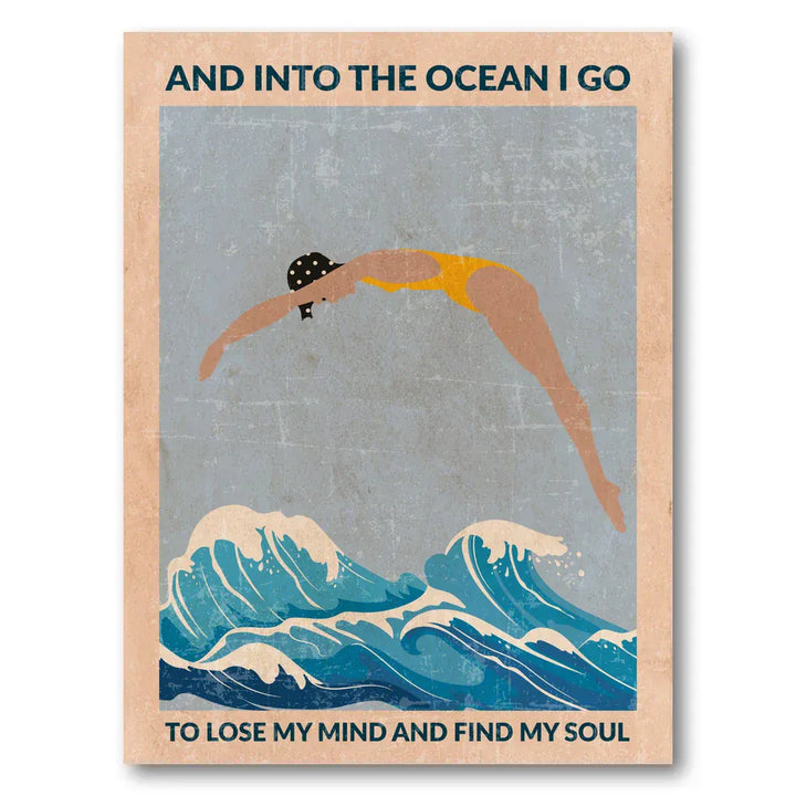 Diver Into Waves Art Print