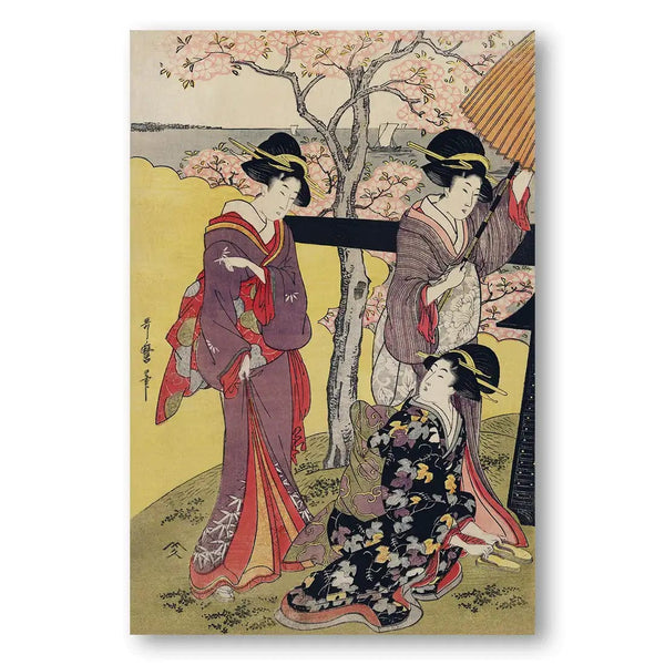 Japanese Women viewing Cherry Blossoms Art Print