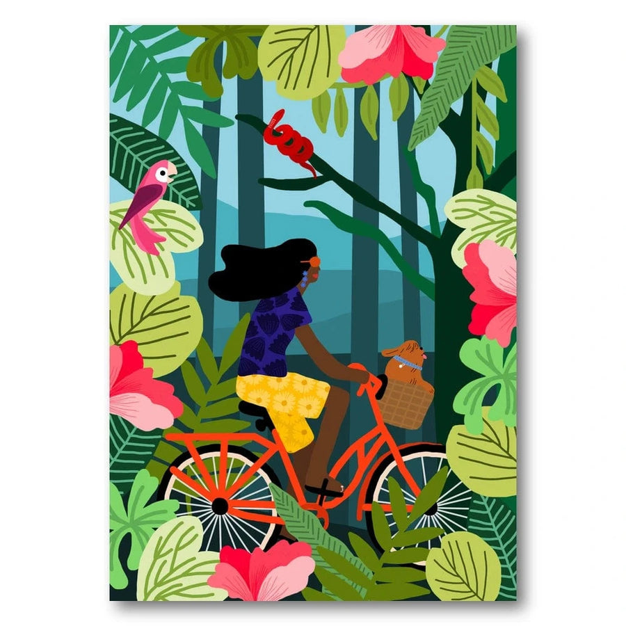 Cycling Through Vibrant Jungle Art Print