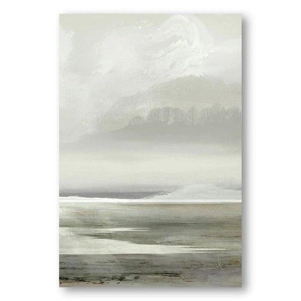 Foggy Lakeside Tranquility Art Print