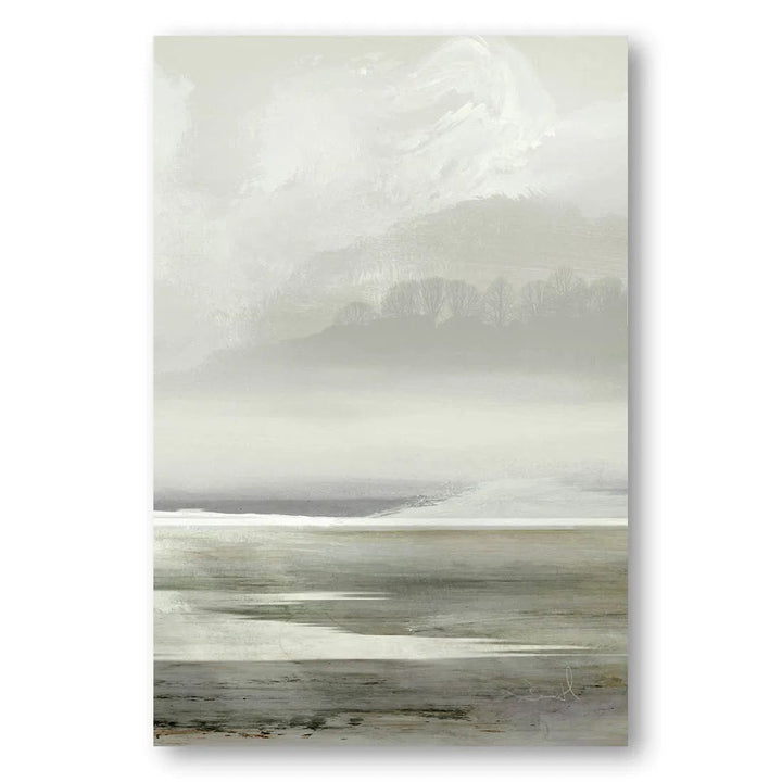 Foggy Lakeside Tranquility Art Print