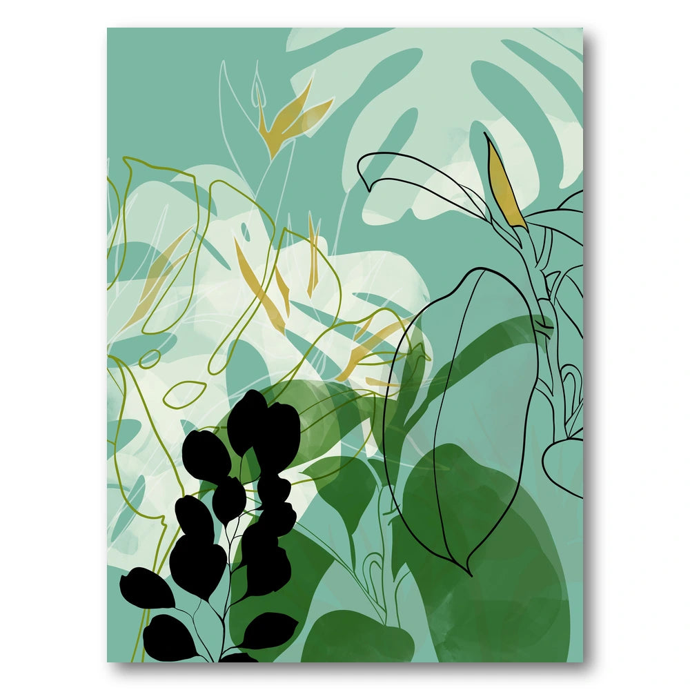 Leaves Line Boho Art Print