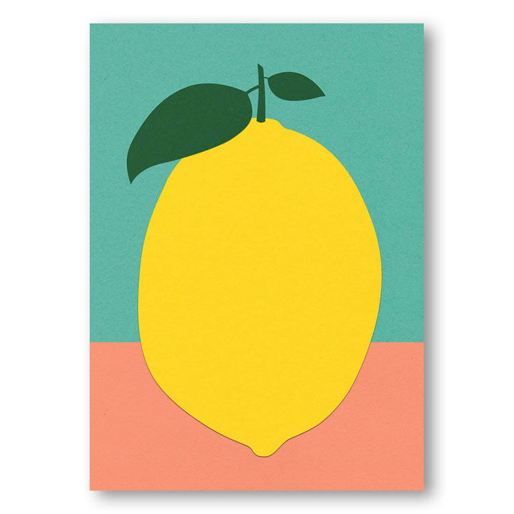 Lemon With Two Leaves -  Art Print