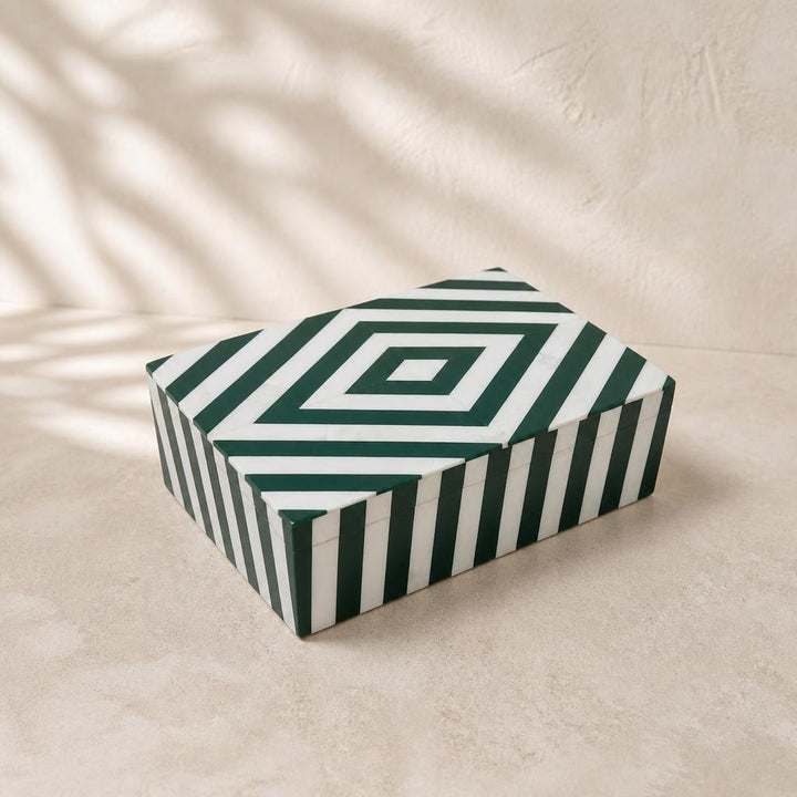 Emerald Diamond Bone Inlay Box, studio view