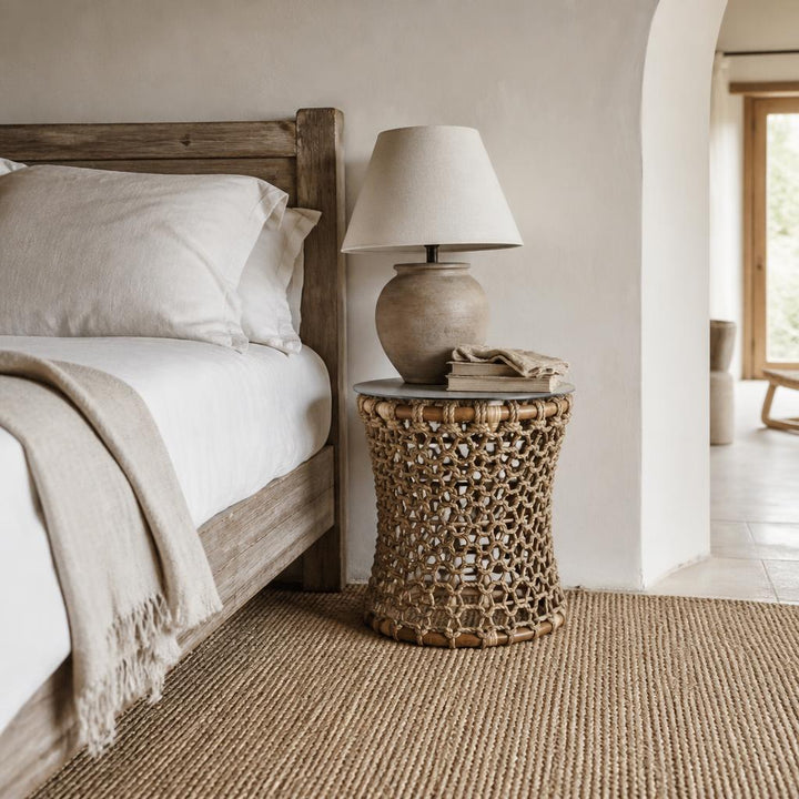 Honeycomb Rope Side Table styled in a room