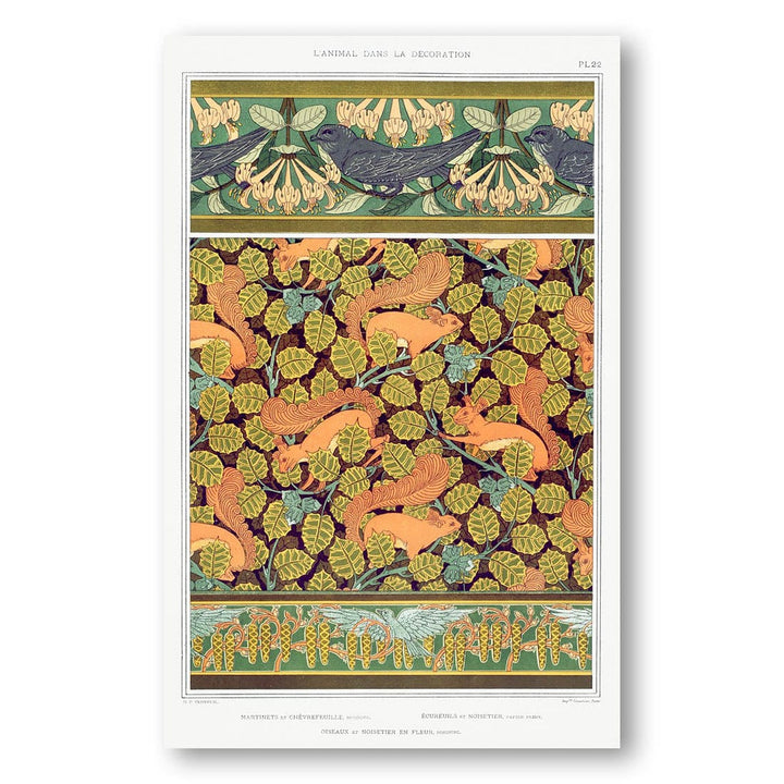 Martinets et chèvrefeuille bordure Art Print