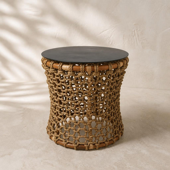 Honeycomb Rope Side Table, studio view