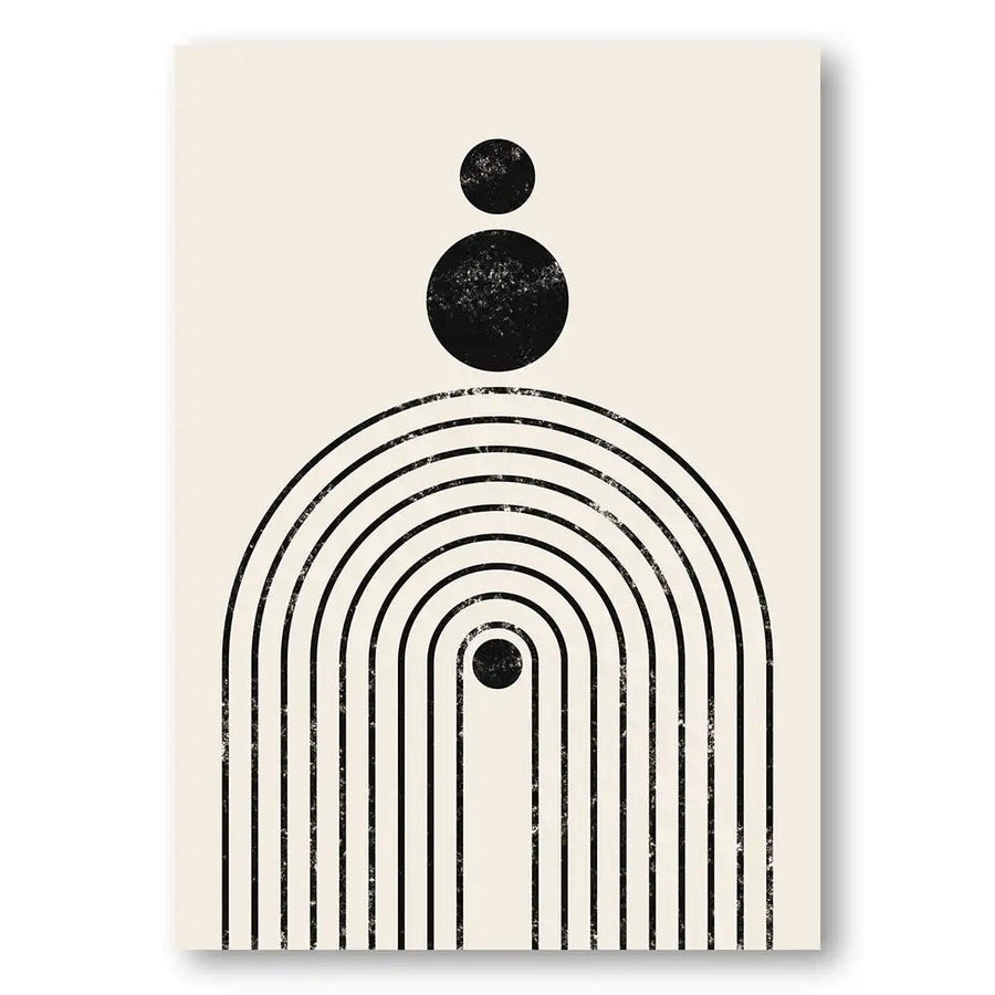 Mid-Century Geometric Abstract Art Print Black 2