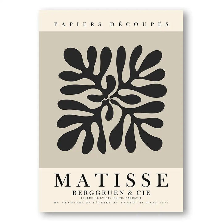 Mid-Century Modern Matisse Botanical Black Art Print