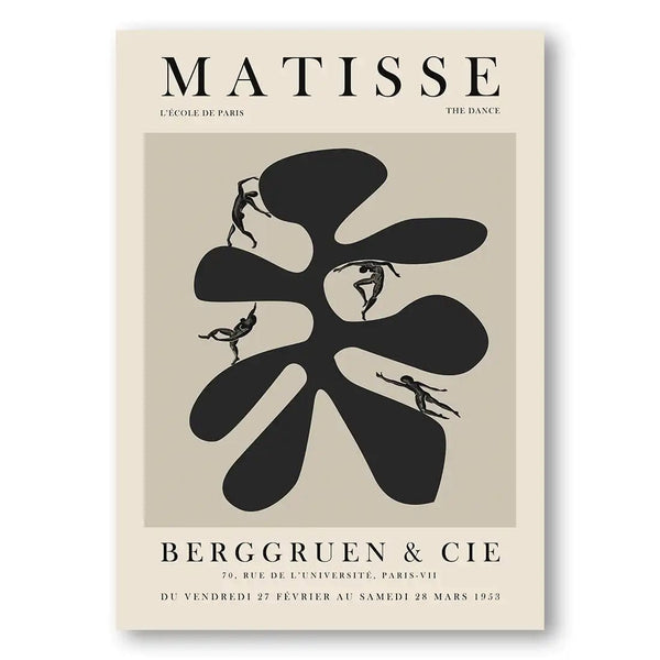 Mid-Century Modern Matisse Botanical Women Black Art Print