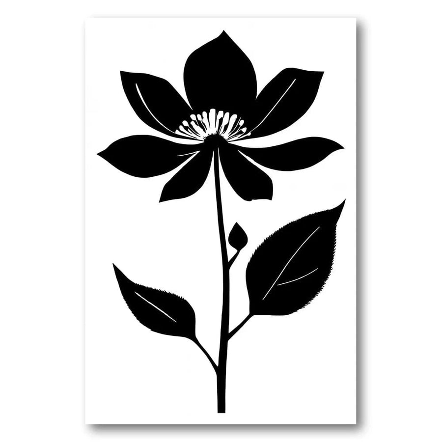 Monochrome Midnight Blossom Art Print