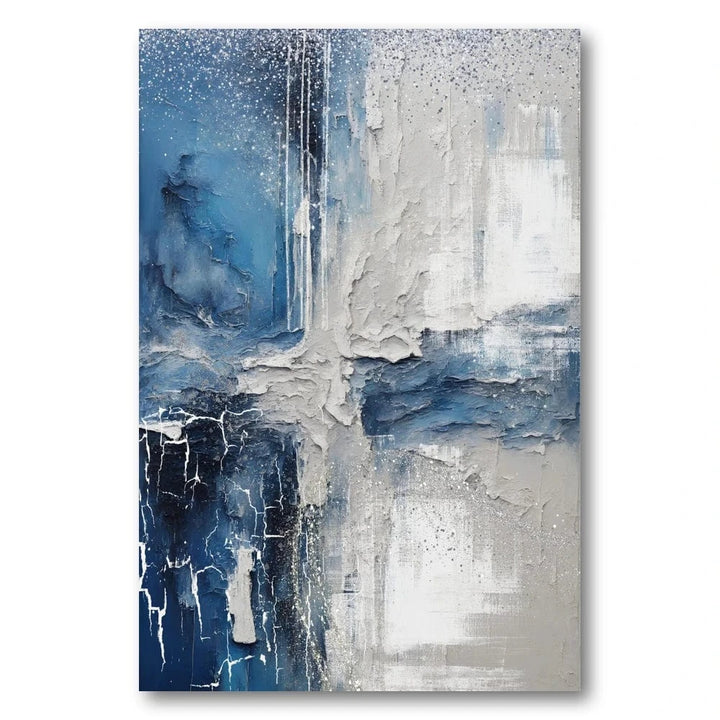 Midnight Silver Abstract Art Print