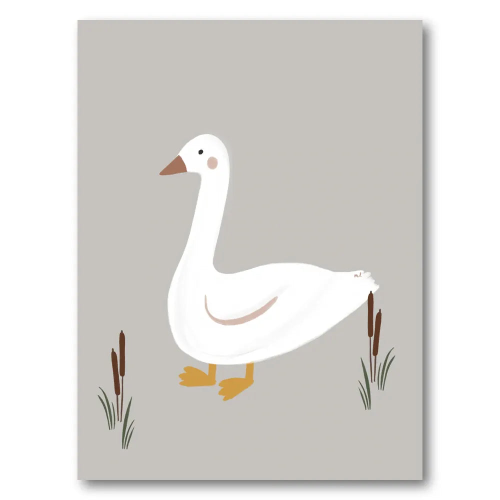 Minimalist White Goose Art Print