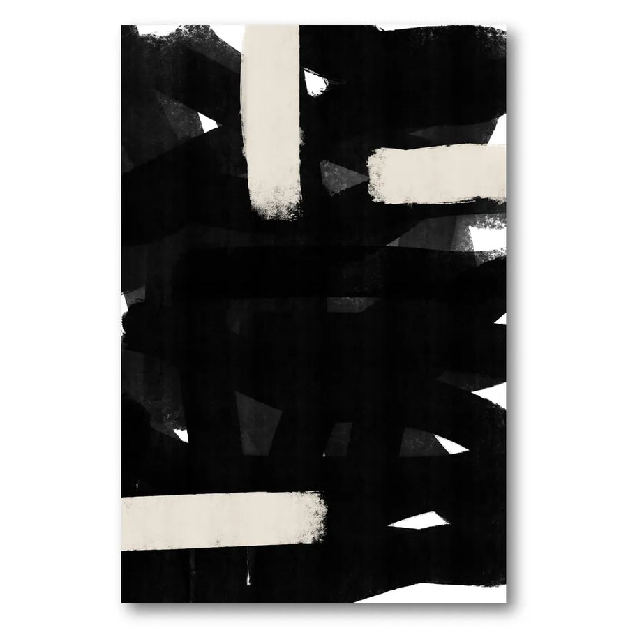 Monochrome Brushstrokes Art Print 1