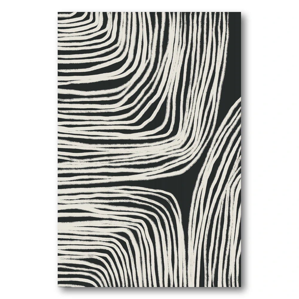 Monochrome Organic Wavy Lines Art Print