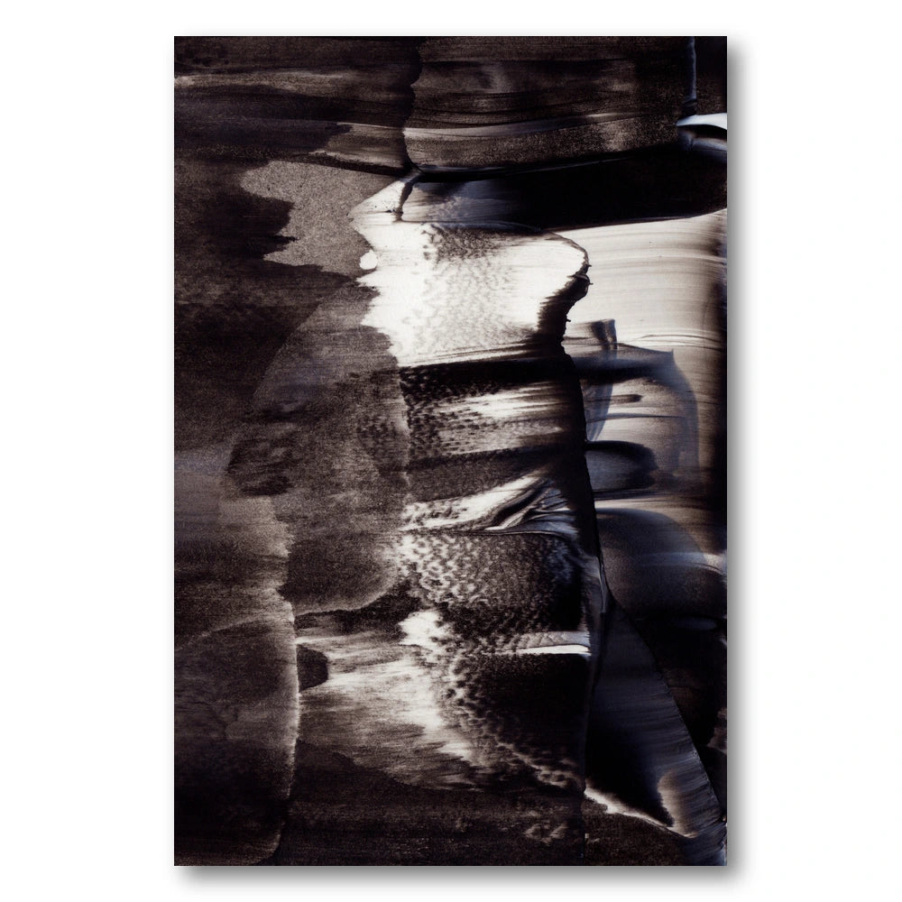 Monochrome Textures And Fluid Brushstrokes Art Print