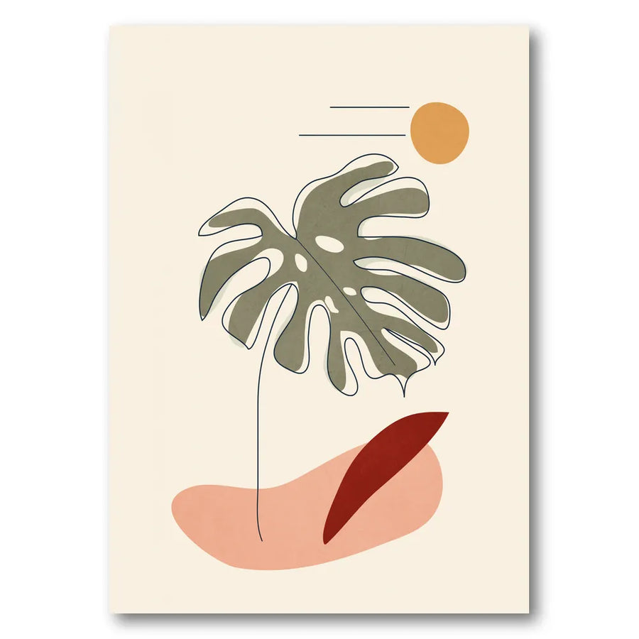 Monstera Leaf Desert Sun Art Print