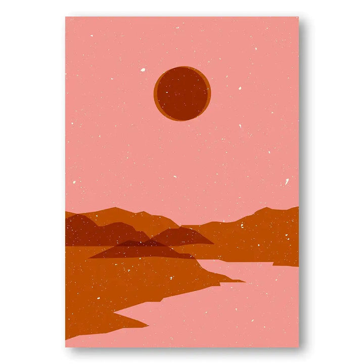 Moon Landscape in Blush & Terracotta Boho Art Print