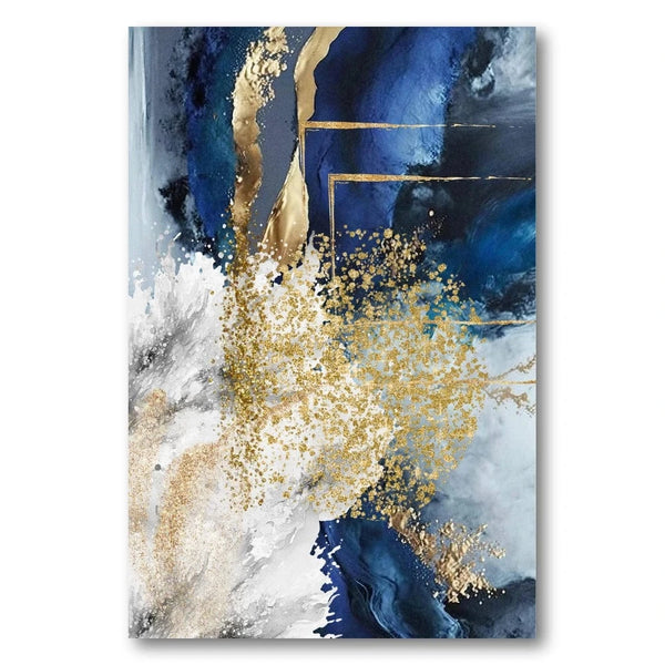 Navy Gold Abstract Art Print
