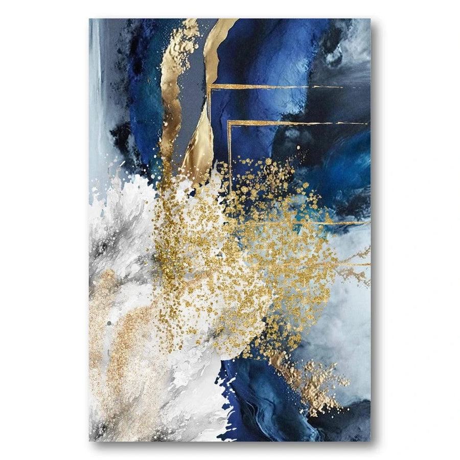 Navy Gold Abstract Art Print