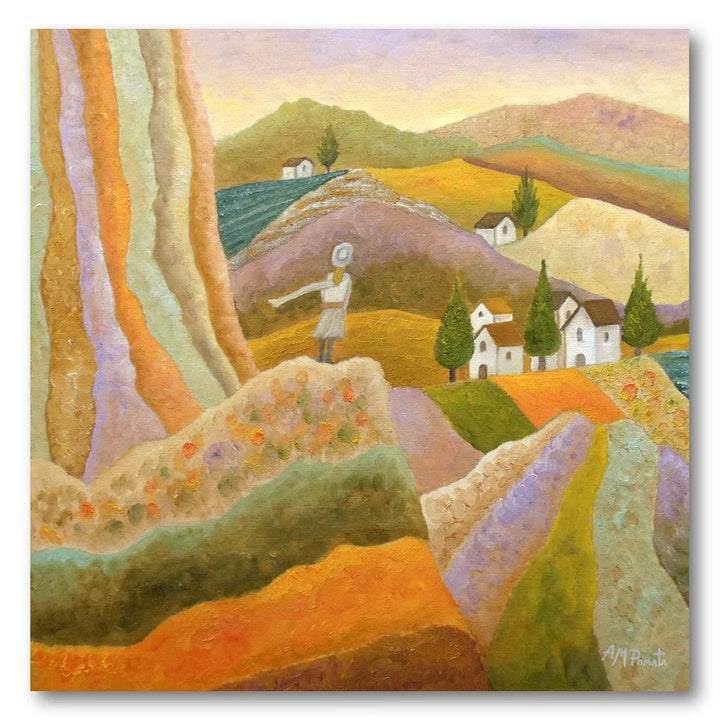 Colorful Hillside Scene Art Print