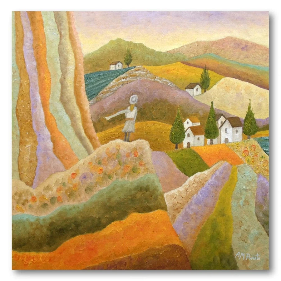 Colorful Hillside Scene Art Print