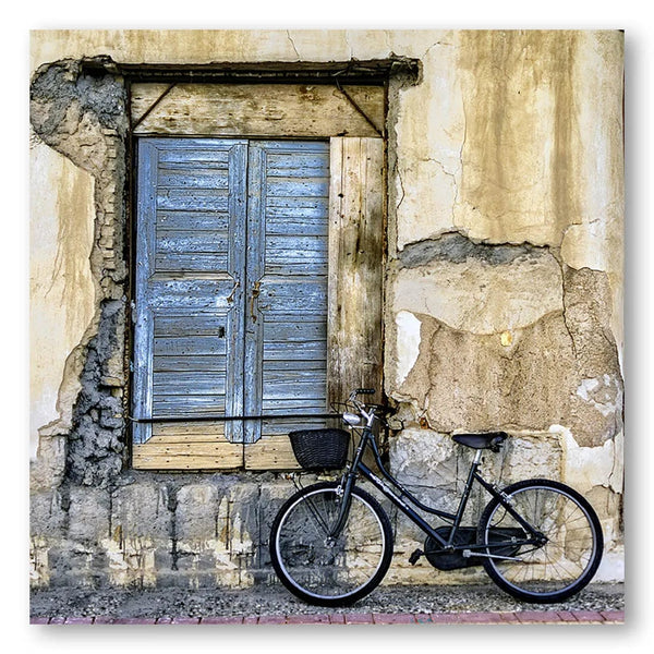 Vintage Bicycle By Rusty Window Photo Print
