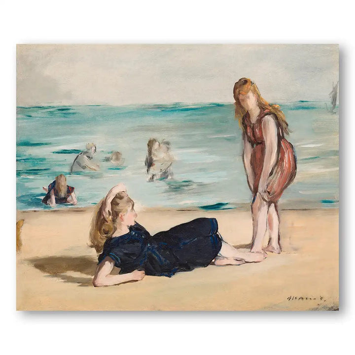 On the Beach by Monet Art Print