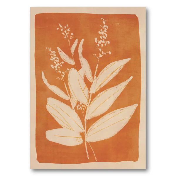 Orange Botanical Silhouettes Art Print