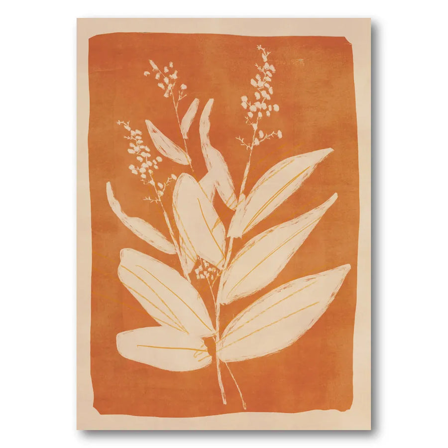 Orange Botanical Silhouettes Art Print