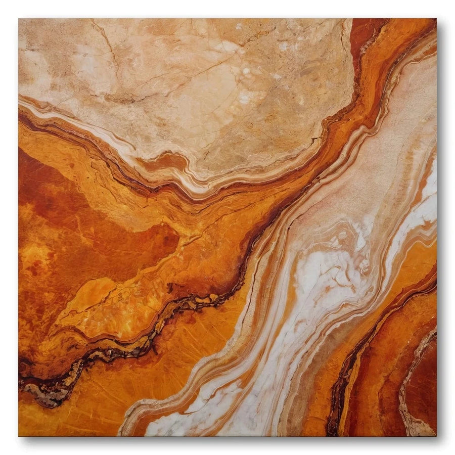 Orange Beige Marble Art Print