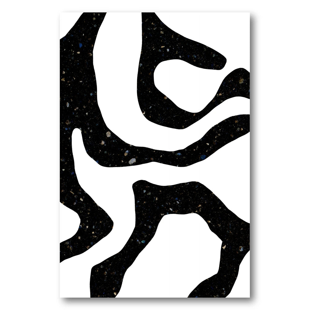 Organic Black Forms with Speckled Patterns Art Print