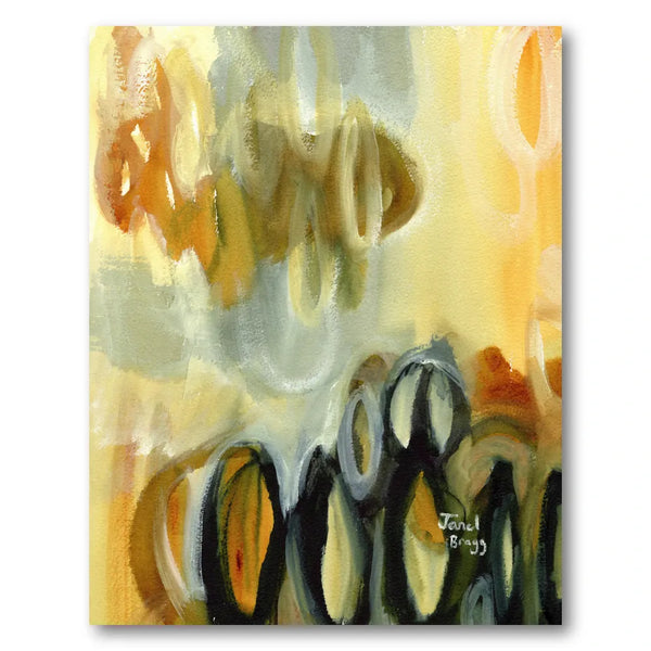Abstract Earth Tones Gestural Circles In Ochre Art Print