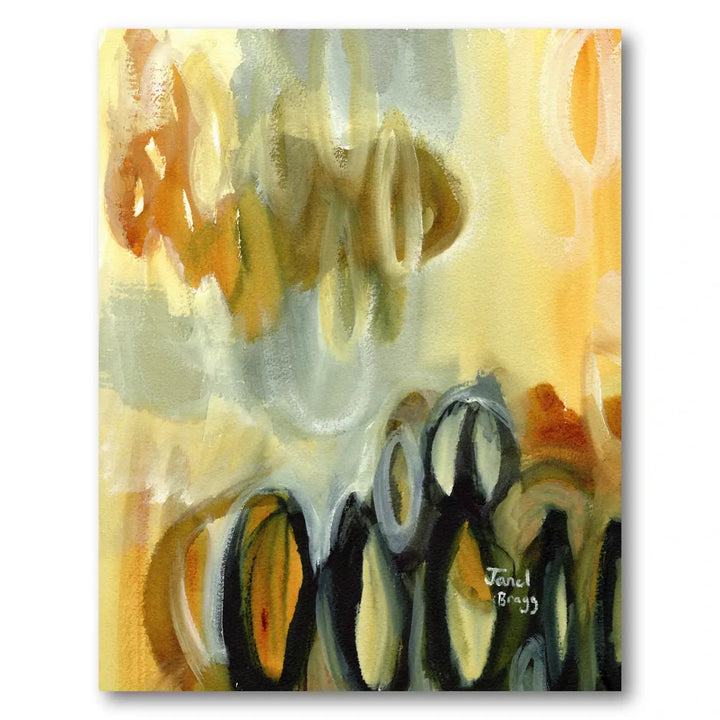 Abstract Earth Tones Gestural Circles In Ochre Art Print