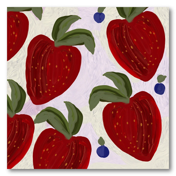 Painterly Strawberry Pattern Art Print